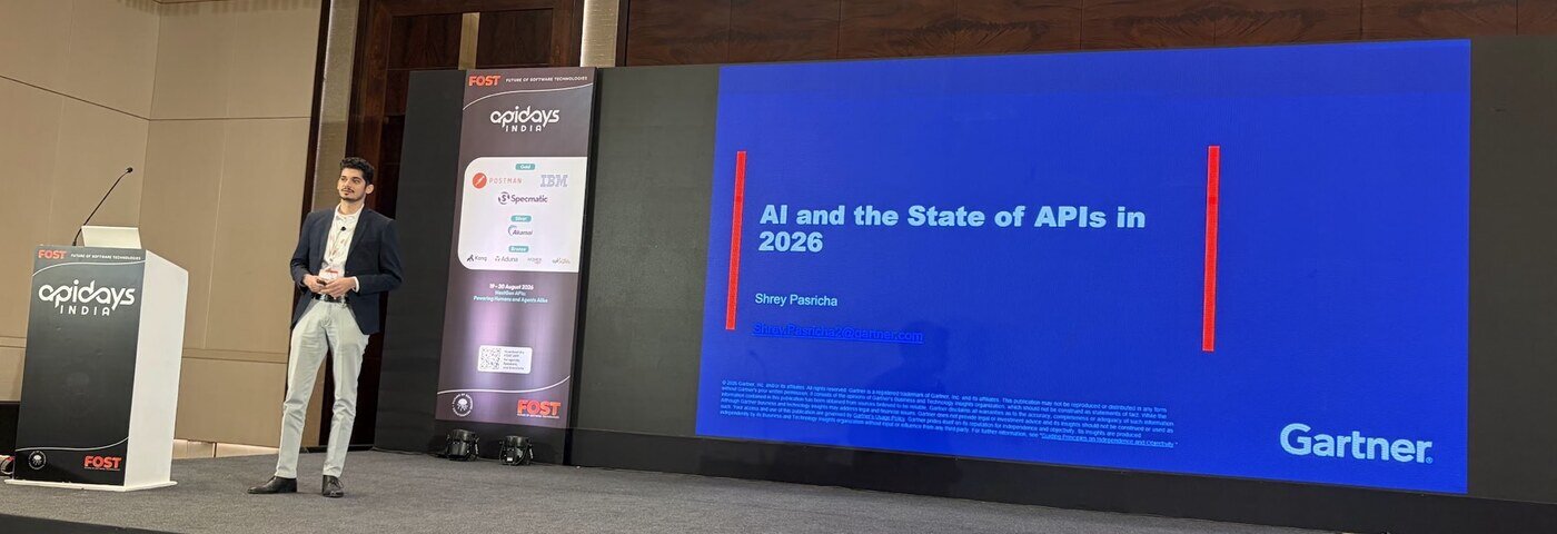 Shrey Pasricha of Gartner presenting "AI and the State of APIs in 2026"