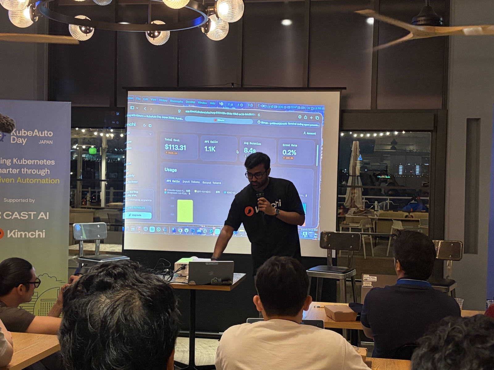 Kimchi's analytics view — agent execution measured as Total Cost / API Calls / Avg Duration / Error Rate, with per-model usage broken out