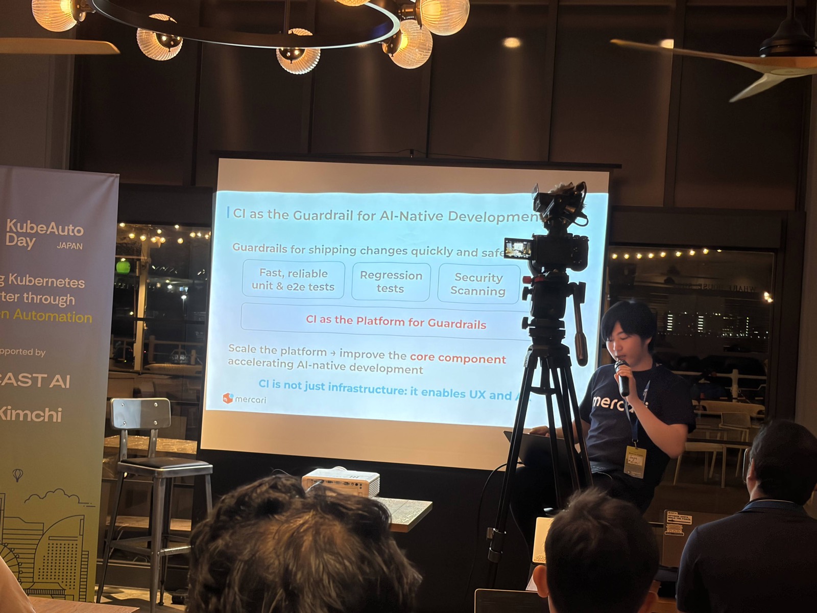 Mercari's session, "CI as the Guardrail for AI-Native Development" — positioning CI not as plumbing but as the platform carrying the guardrails for AI-native development